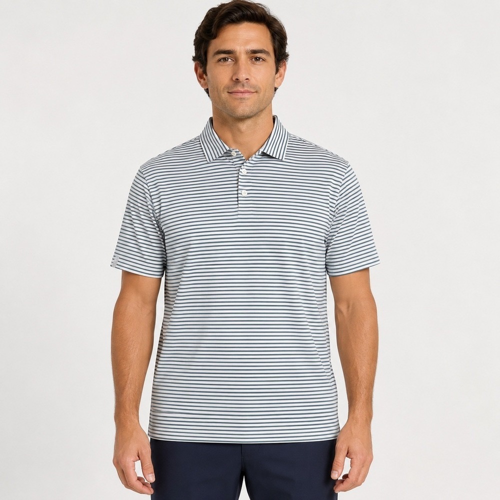 RLX Ralph Lauren Mens Golf Polo Shirt White Green Striped Performance Large NEW